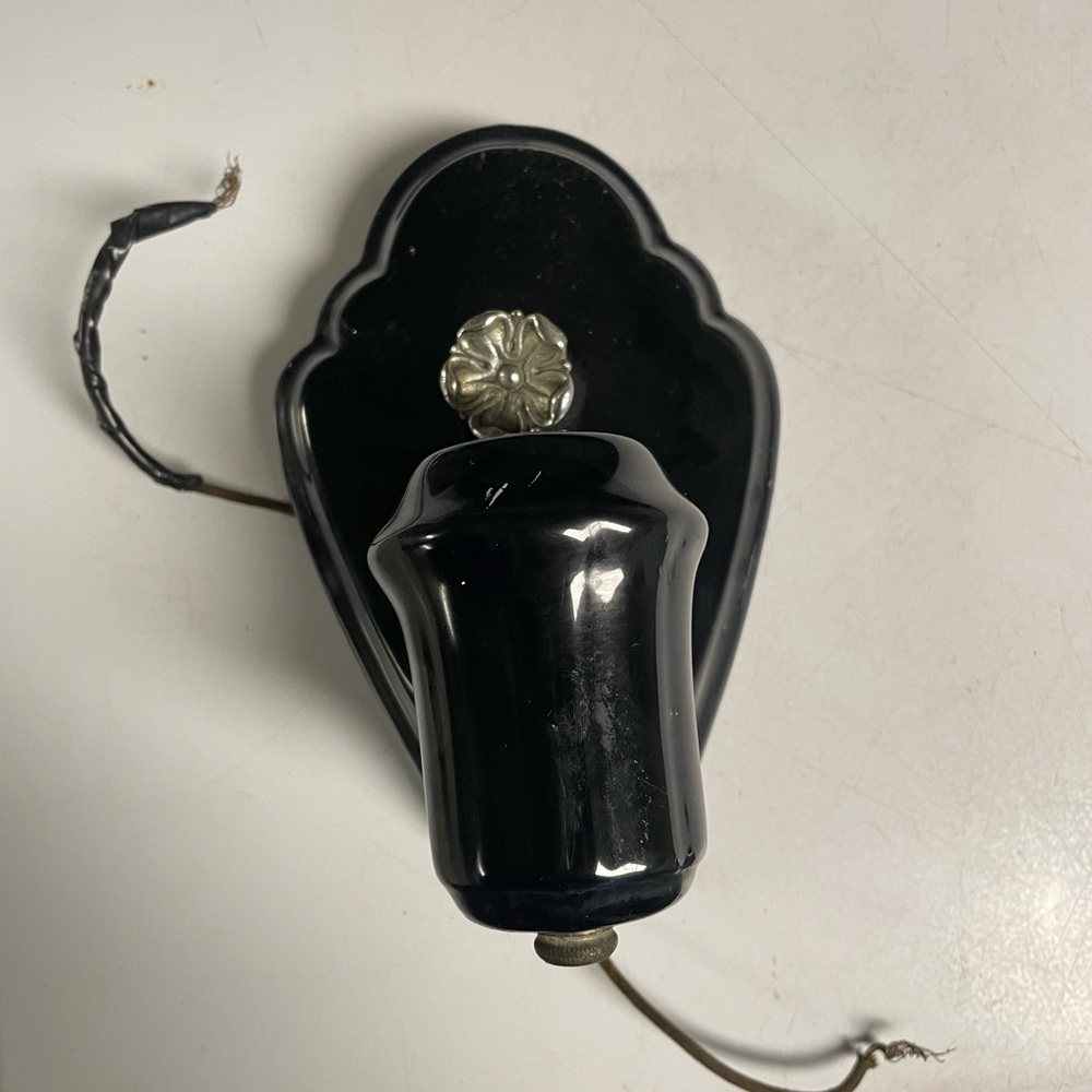 Vintage Black Porcelain Wall Sconce Antique Light Fixture